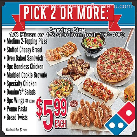 domino's menu prices and specials